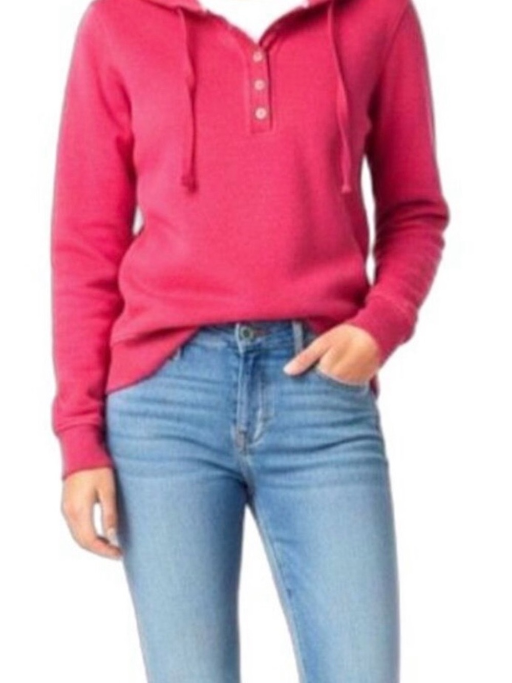 Eddie Bauer Cherry Hooded Henley Pullover